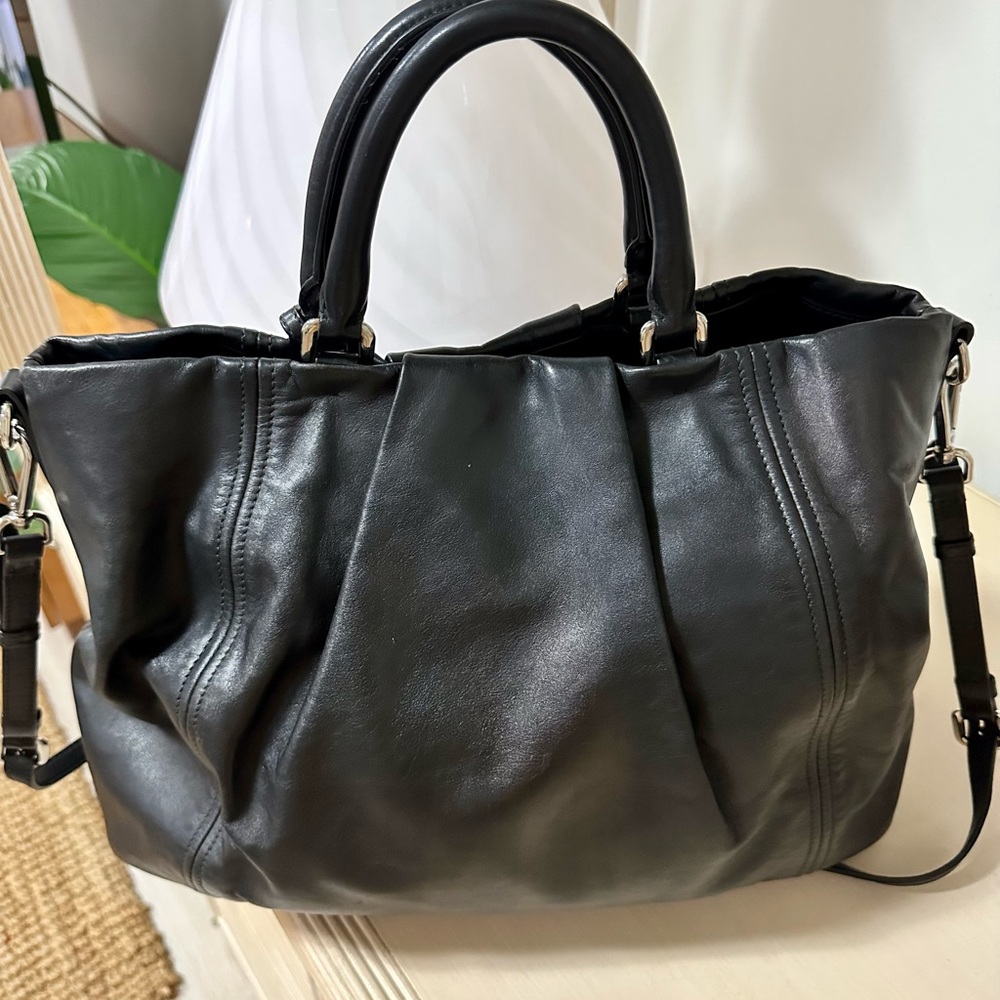Prada Black Leather 2 Way Crossbody Shoulder Bag Satchel - Picture 5 of 15